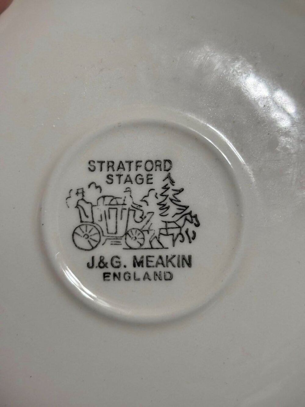 Antique J&G Meakin Stratford Stage Transferware Teacup & Saucer | Black Stafford - Picture 6 of 7